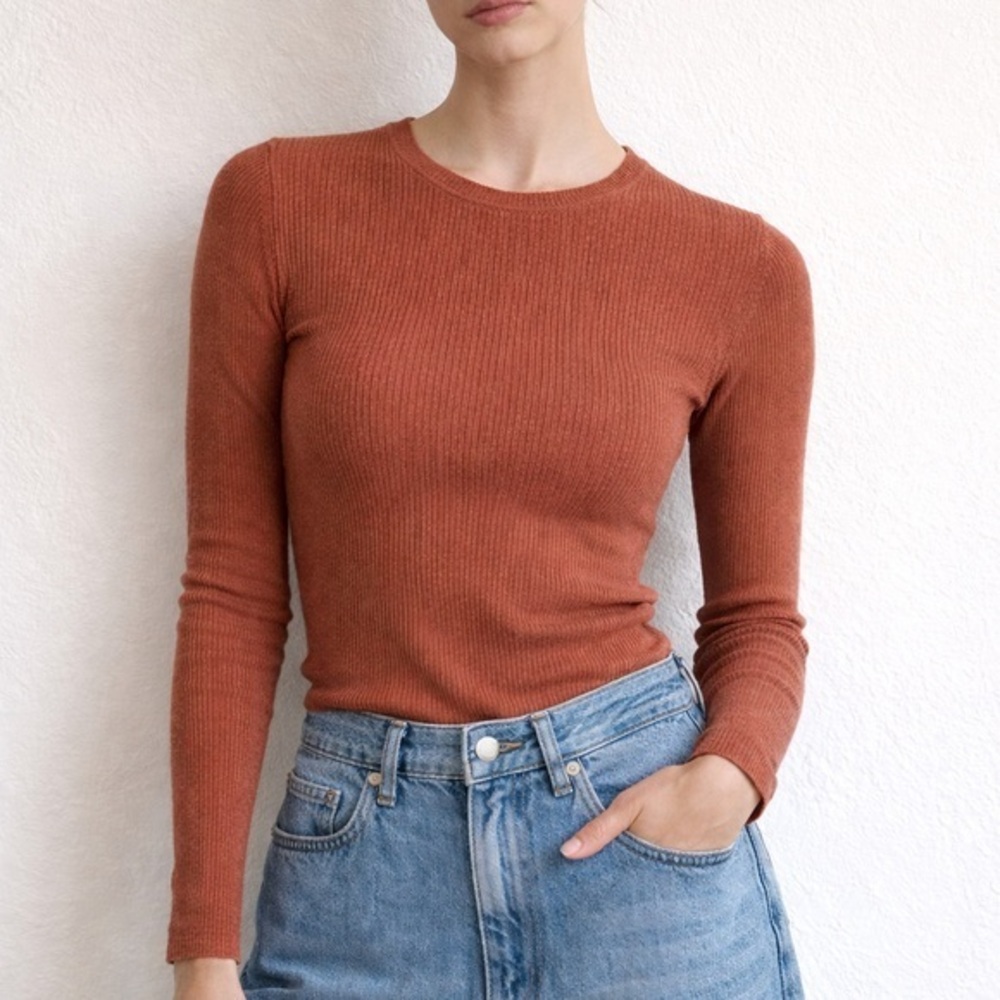 Tiger of Sweden ovie rust merino wool ribbed sweater